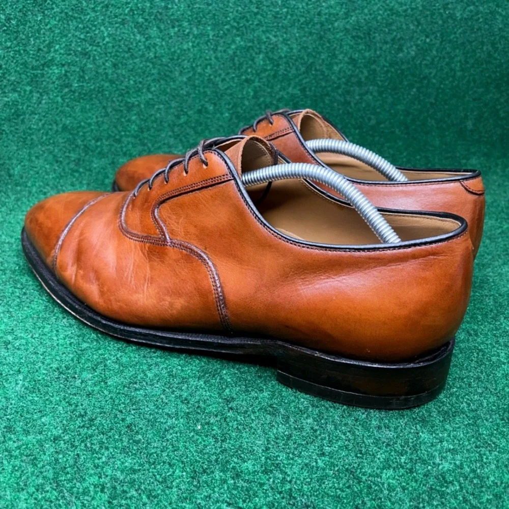 Johnston & Murphy Cap Toe Oxford Dress Shoes‎ Brown Leather Men's 10.5 E Wide